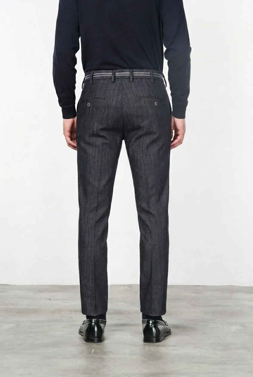 Mason's New York Elegance chinos navyblå regular fit stretch denim