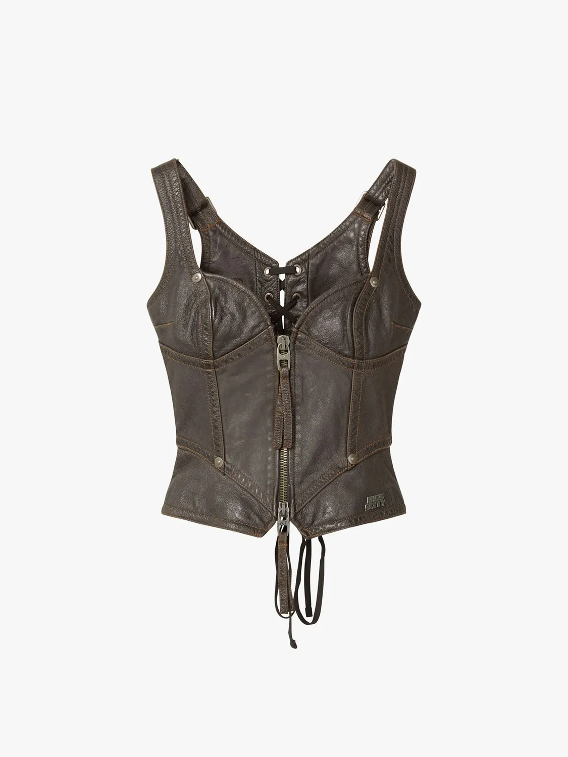 Miss Sixty lædervest retro sort ægte skind
