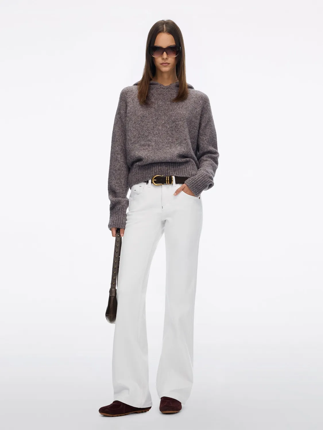 Miss Sixty Hooded Wool Knit Sweater strik grå alpakablanding