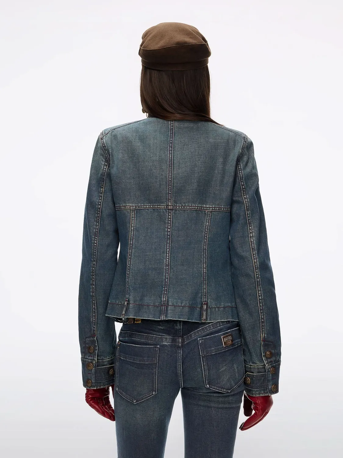 Miss Sixty Distressed denimjakke denim blue lynlås XS-L