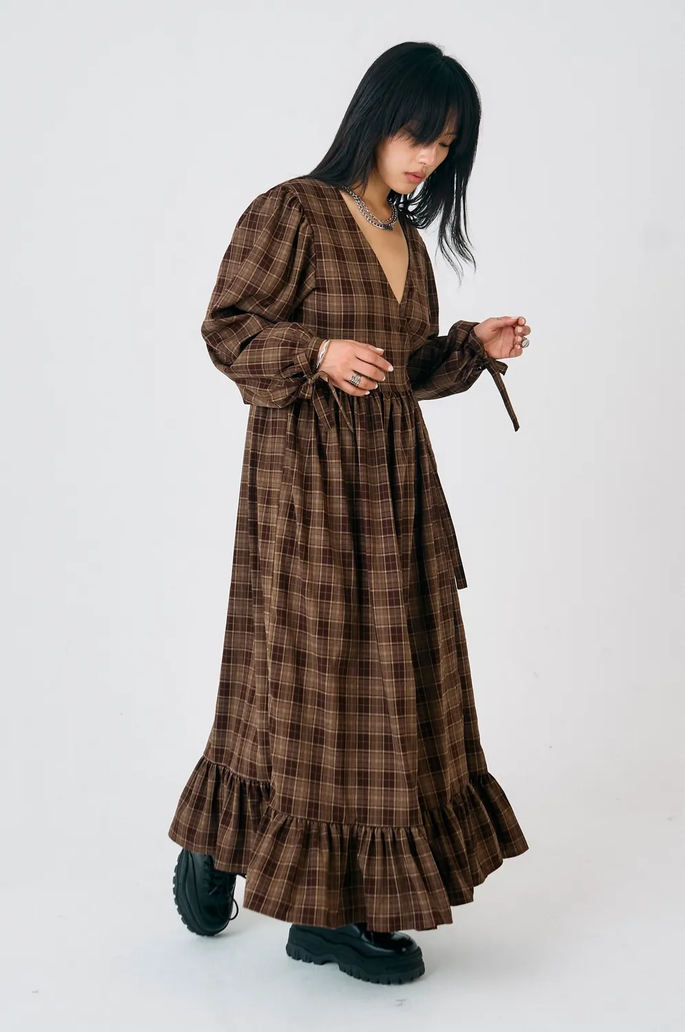 The Ragged Priest Shire Check maxikjole 10 brun tern