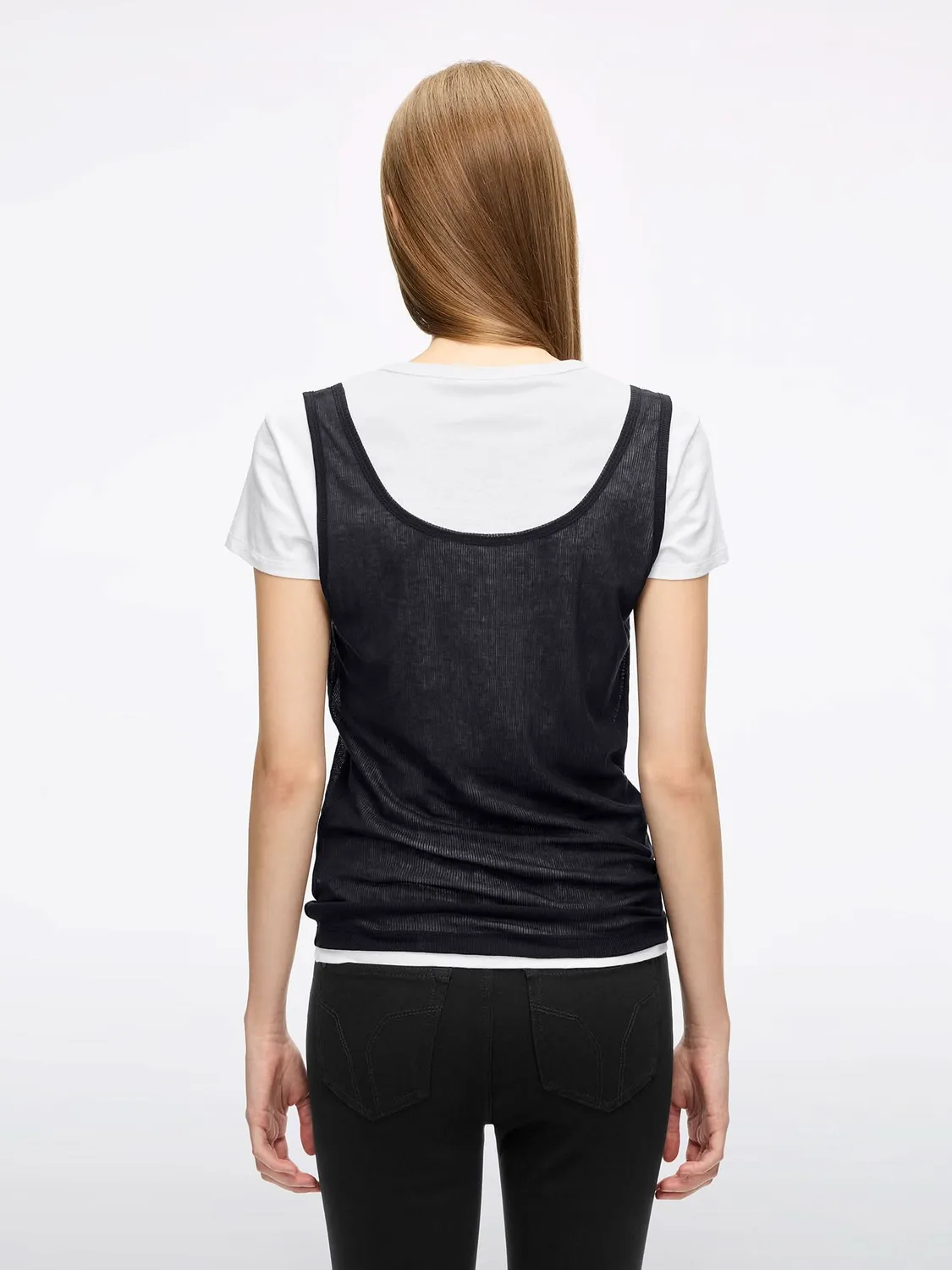 Miss Sixty 6M1SJ72310 t-shirt hvid lagdelt hørblanding