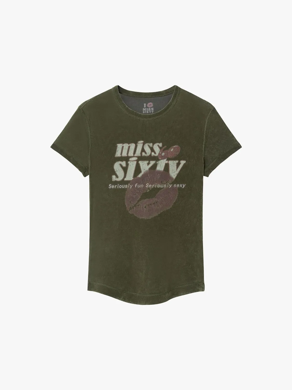 Miss Sixty Kiss Me t-shirt læbeprint army green – regular fit
