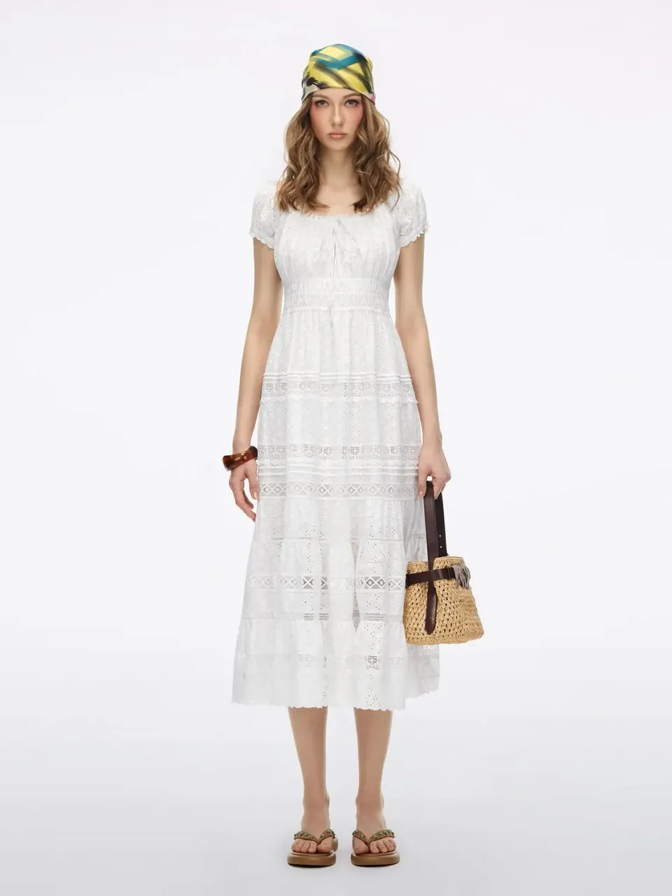 Miss Sixty Embroidered kjole hvid broderi S