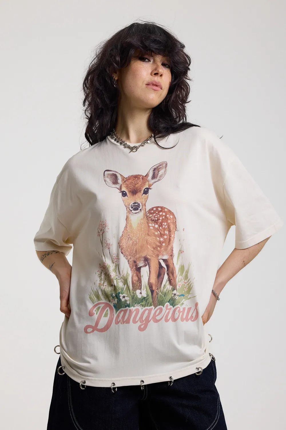 The Ragged Priest Deer oversized graphic t-shirt off-white