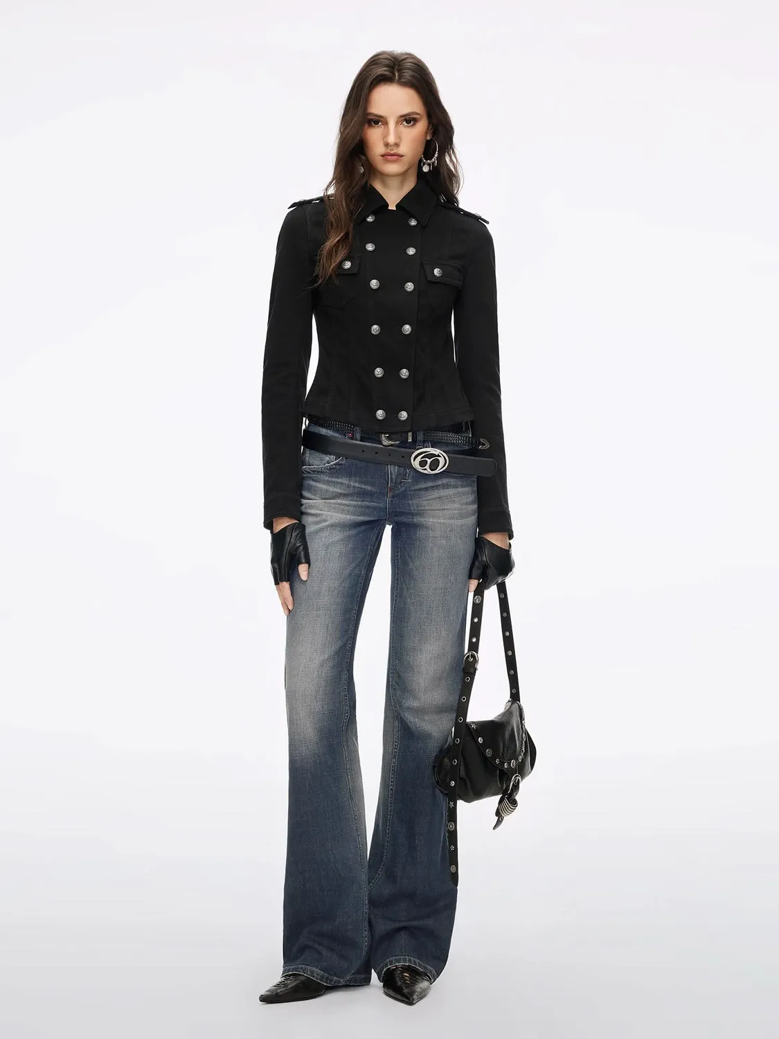 Miss Sixty Double-Breast Button Blazer blazer sort bomuld