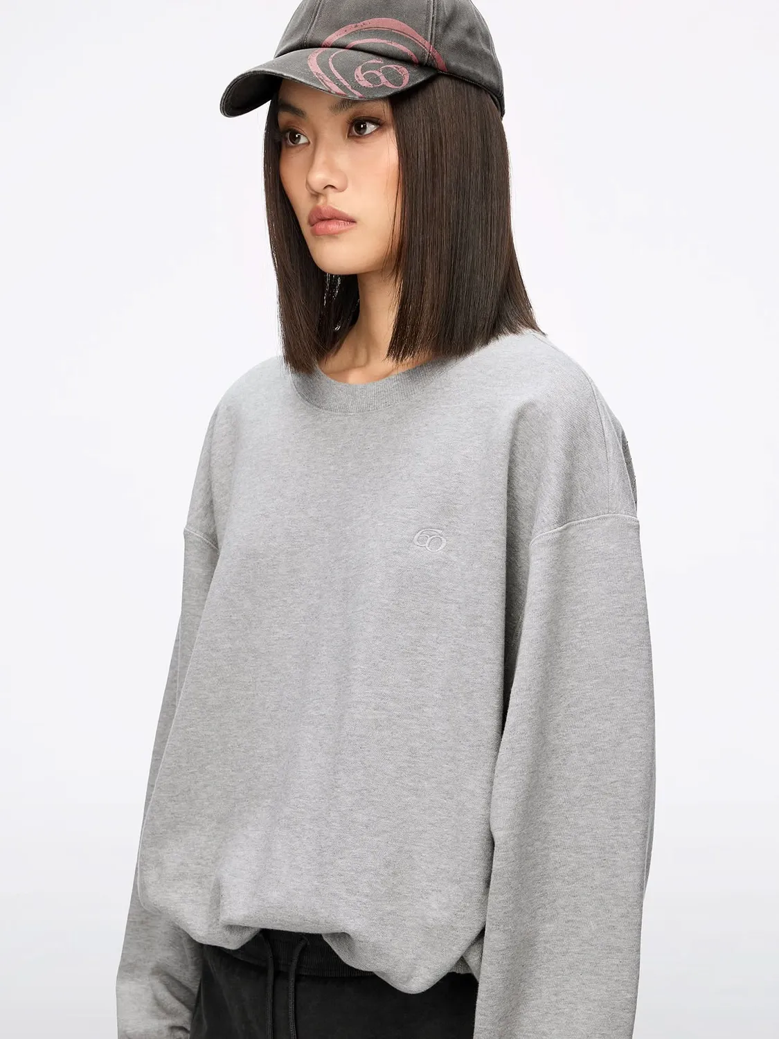 Miss Sixty rhinestone sweatshirt grå cropped