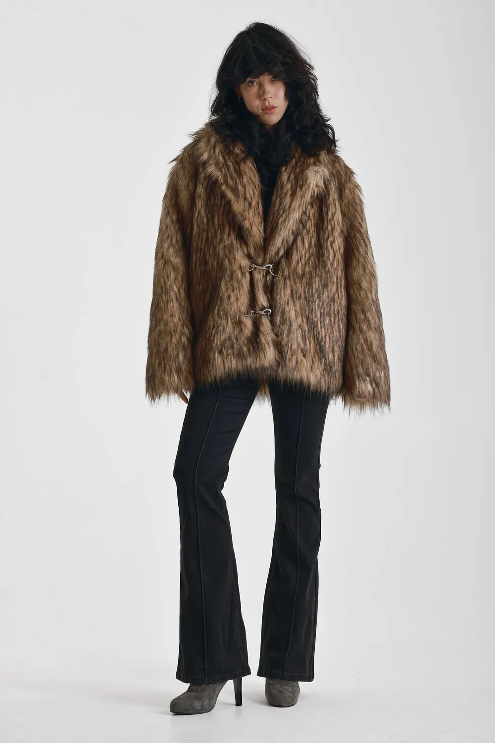 The Ragged Priest Ritual faux fur frakke S brun oversized