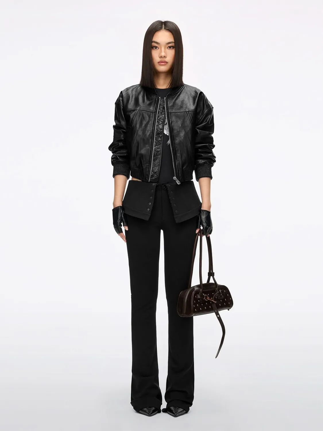 Miss Sixty læderjakke black cropped lammeskind