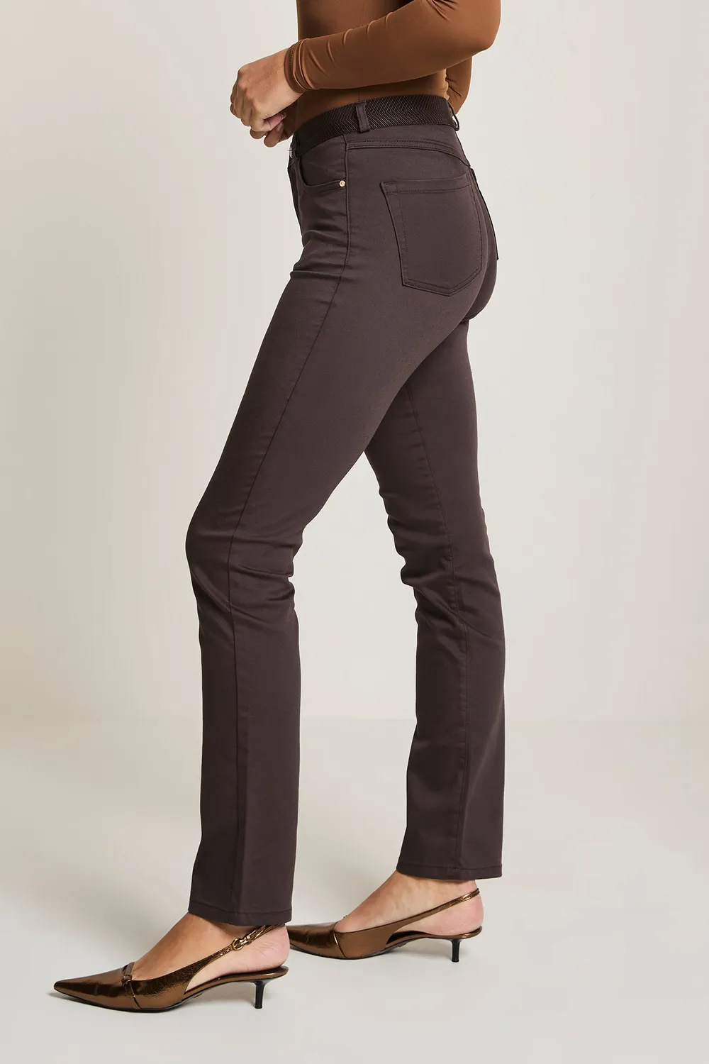 Para Mi Heaven Uni Angie Elastic bukser Deep Brown slim