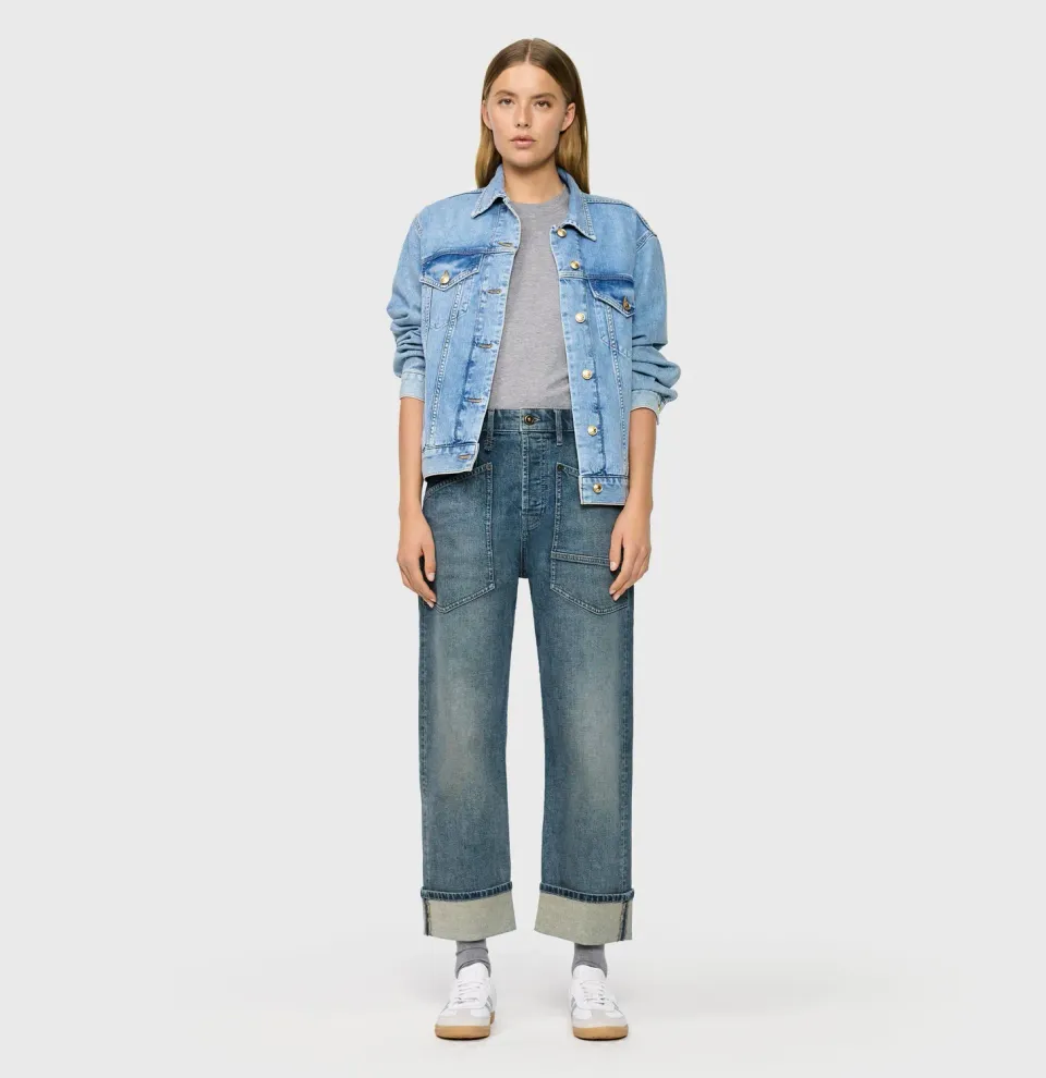 MAC Baggy straight cropped jeans blå comfort
