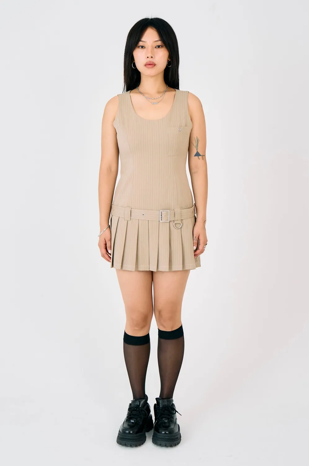 The Ragged Priest Draper pinstripe minikjole 10 beige