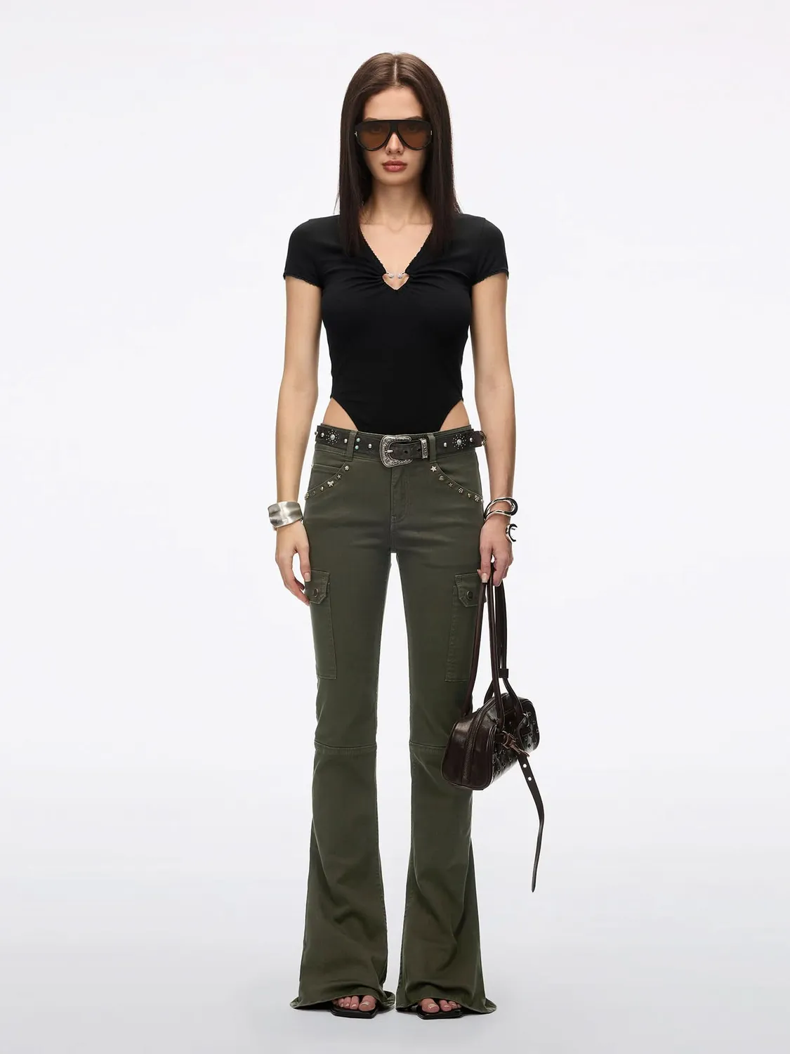 Miss Sixty Multi-Studded bukser grøn flare