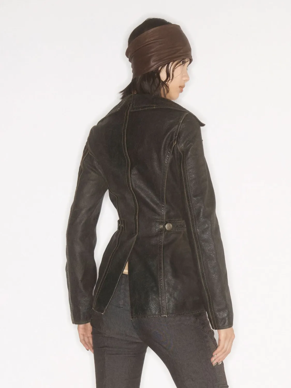 Miss Sixty KNWLS Distressed læderjakke retro sort slim
