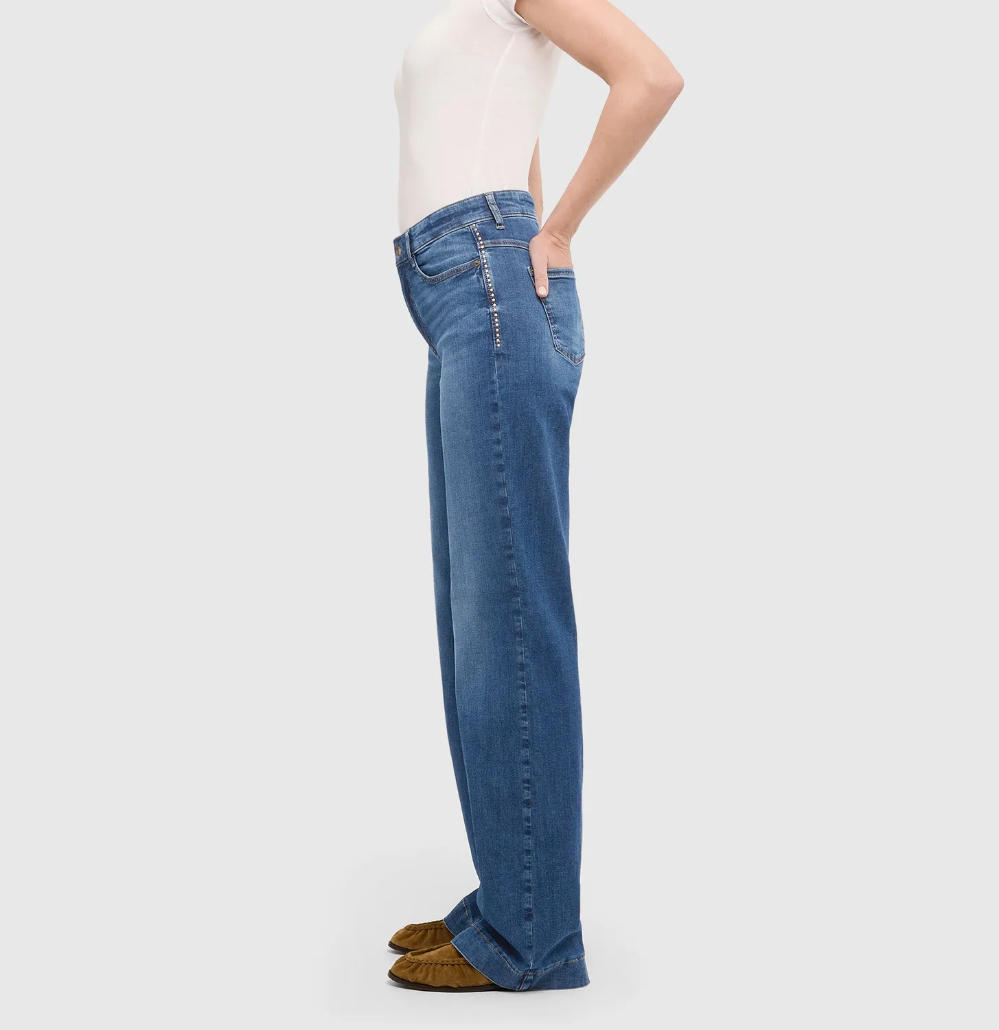 MAC Wide Rivet 5228 jeans blå wide stretch
