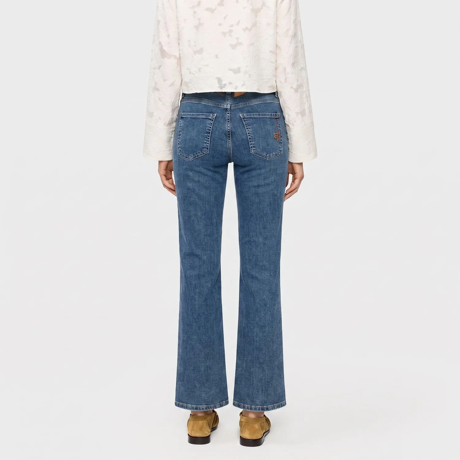 MAC Laura Peace jeans mellemblå flared