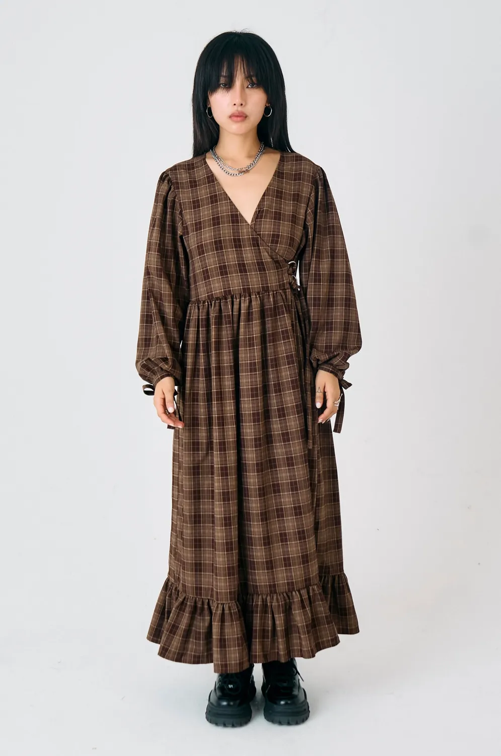 The Ragged Priest Shire Check maxikjole 10 brun tern
