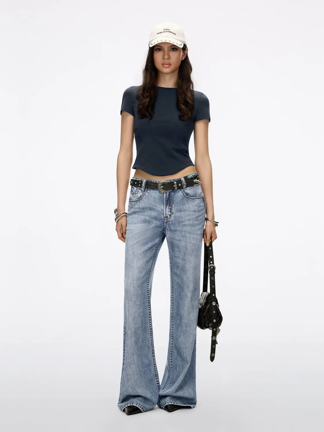 Miss Sixty MONTANA flare jeans lyseblå cupro slidte lommer