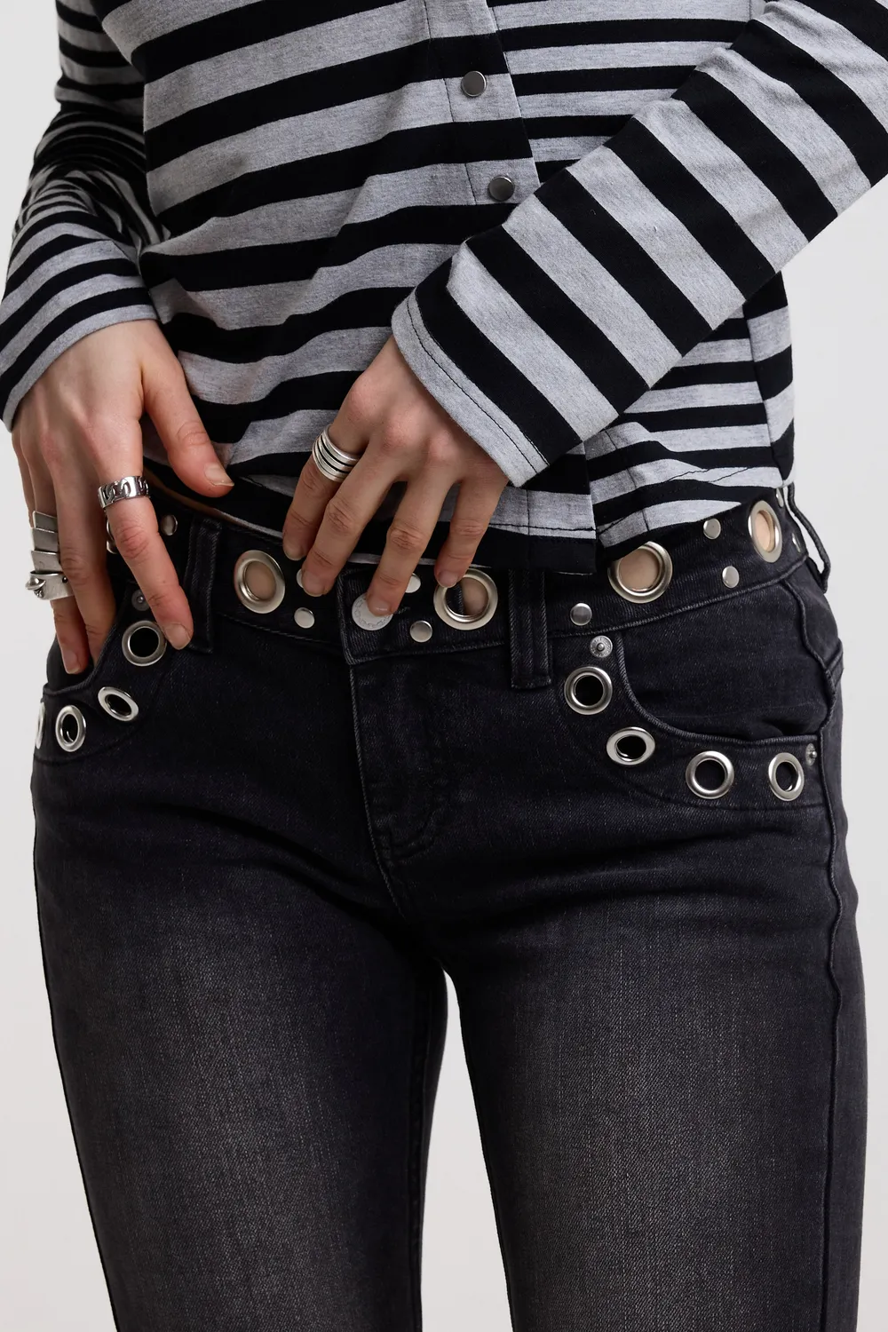 The Ragged Priest Grade flare jeans sort øjer lav talje