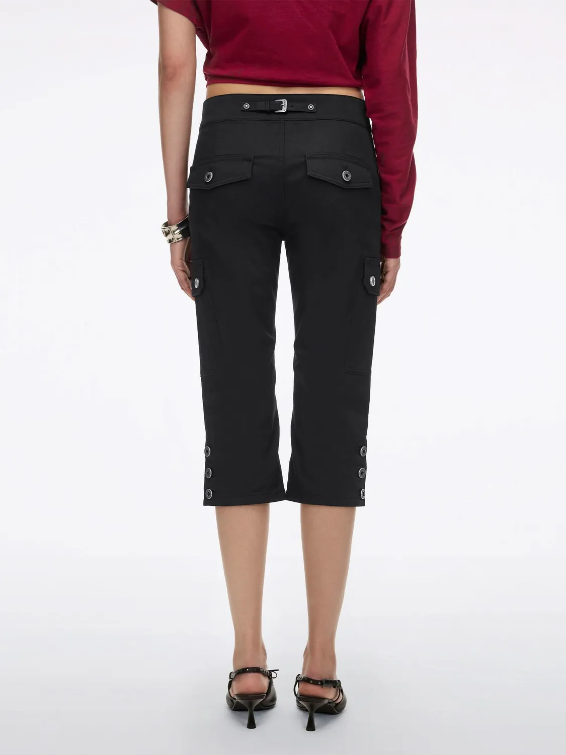Miss Sixty Multi-Stud Skinny Capri bukser sort nitter