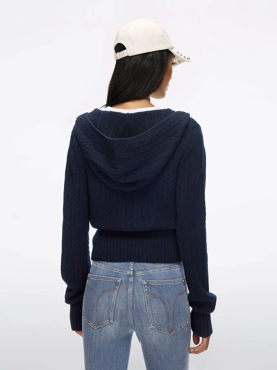 Miss Sixty Hooded cardigan navy kashmir lynlås