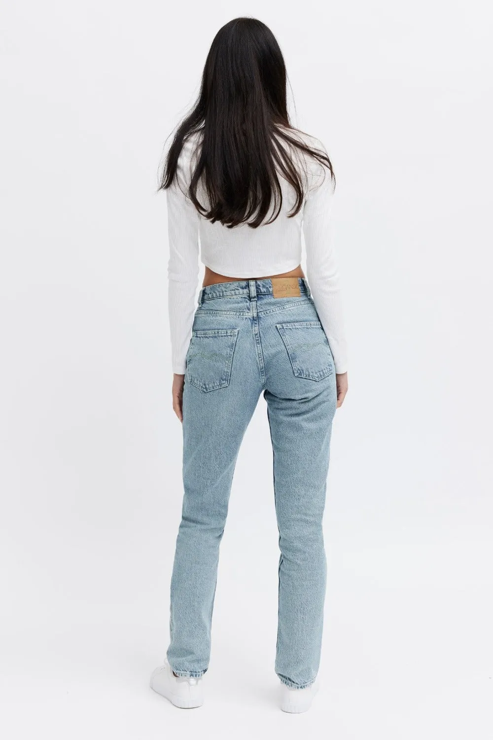 Organsk Aqua Ocean Breeze jeans turkis høj talje