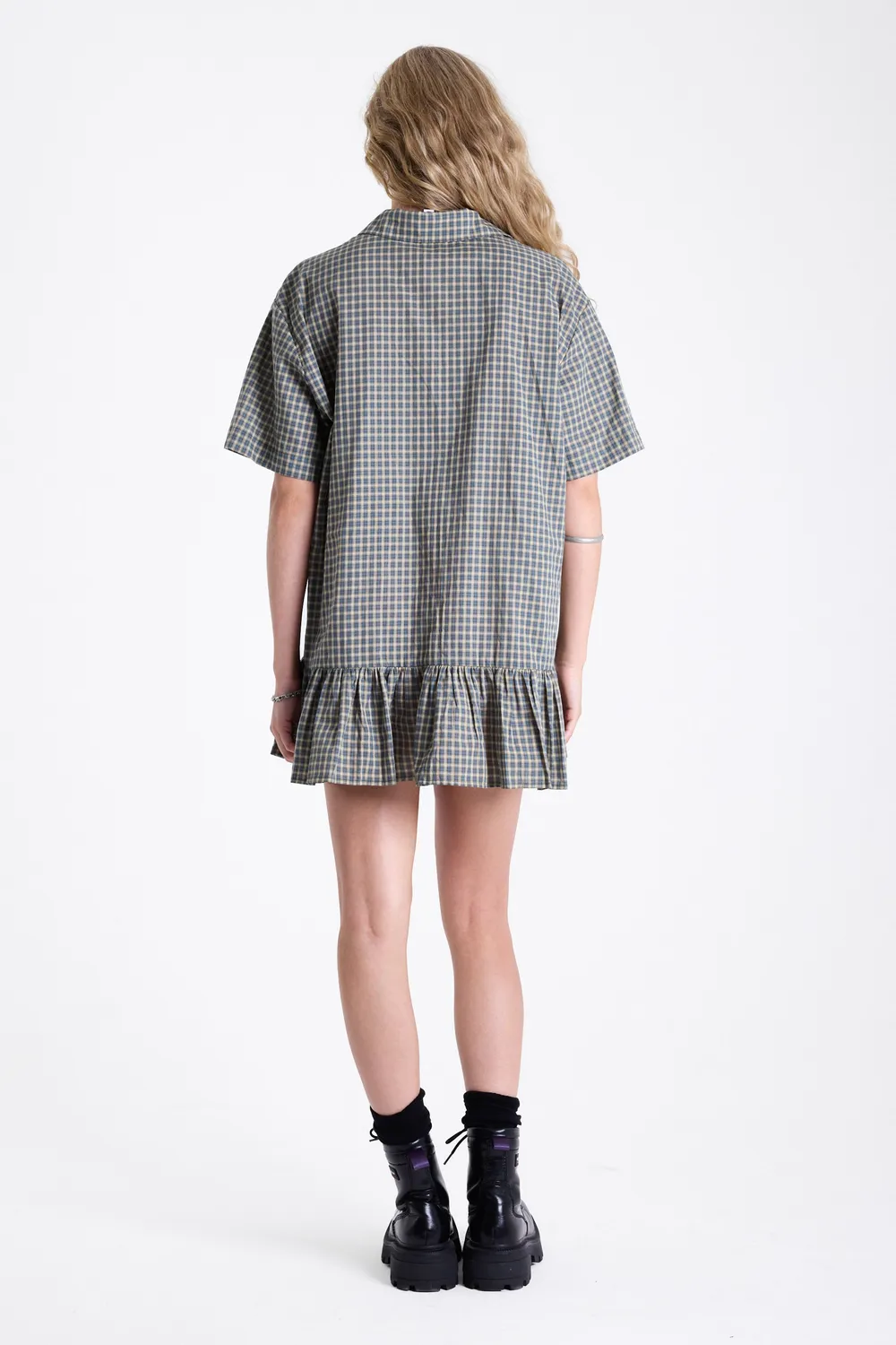 The Ragged Priest Drill Gingham Check drop waist minikjole ternet