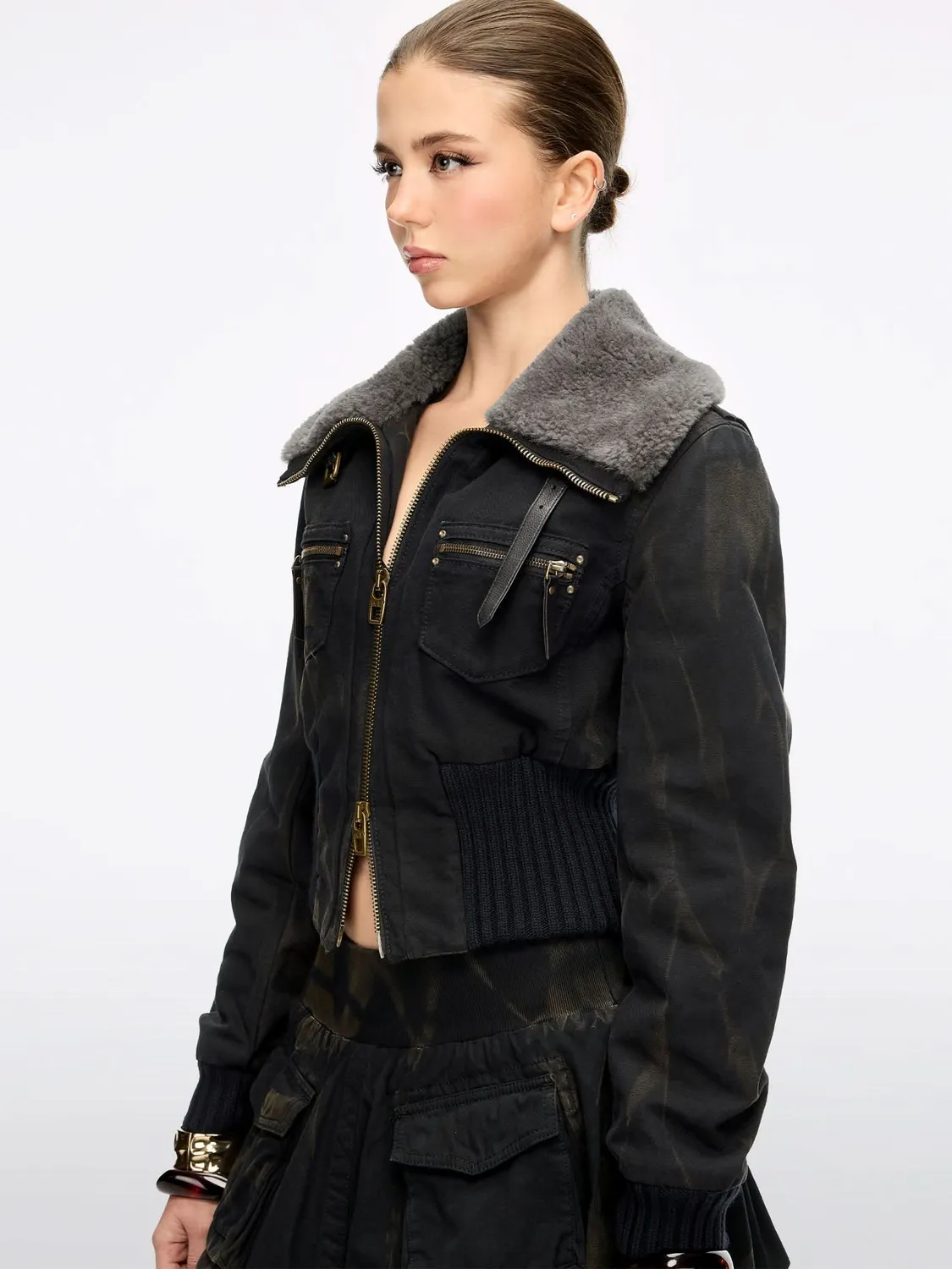 Miss Sixty Denimjakke dark chocolate cropped pels