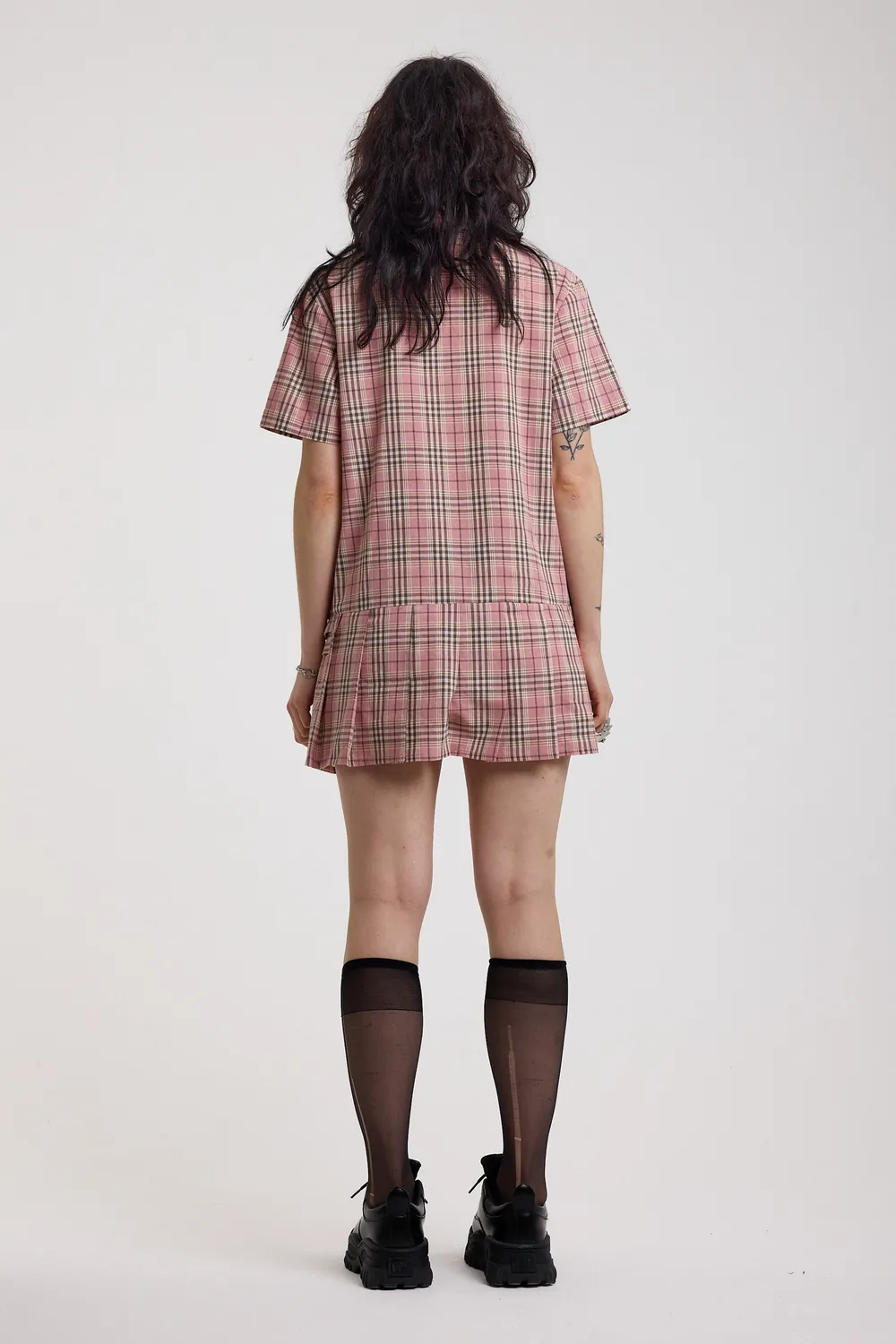 The Ragged Priest Blossom minikjole tartan lyserød