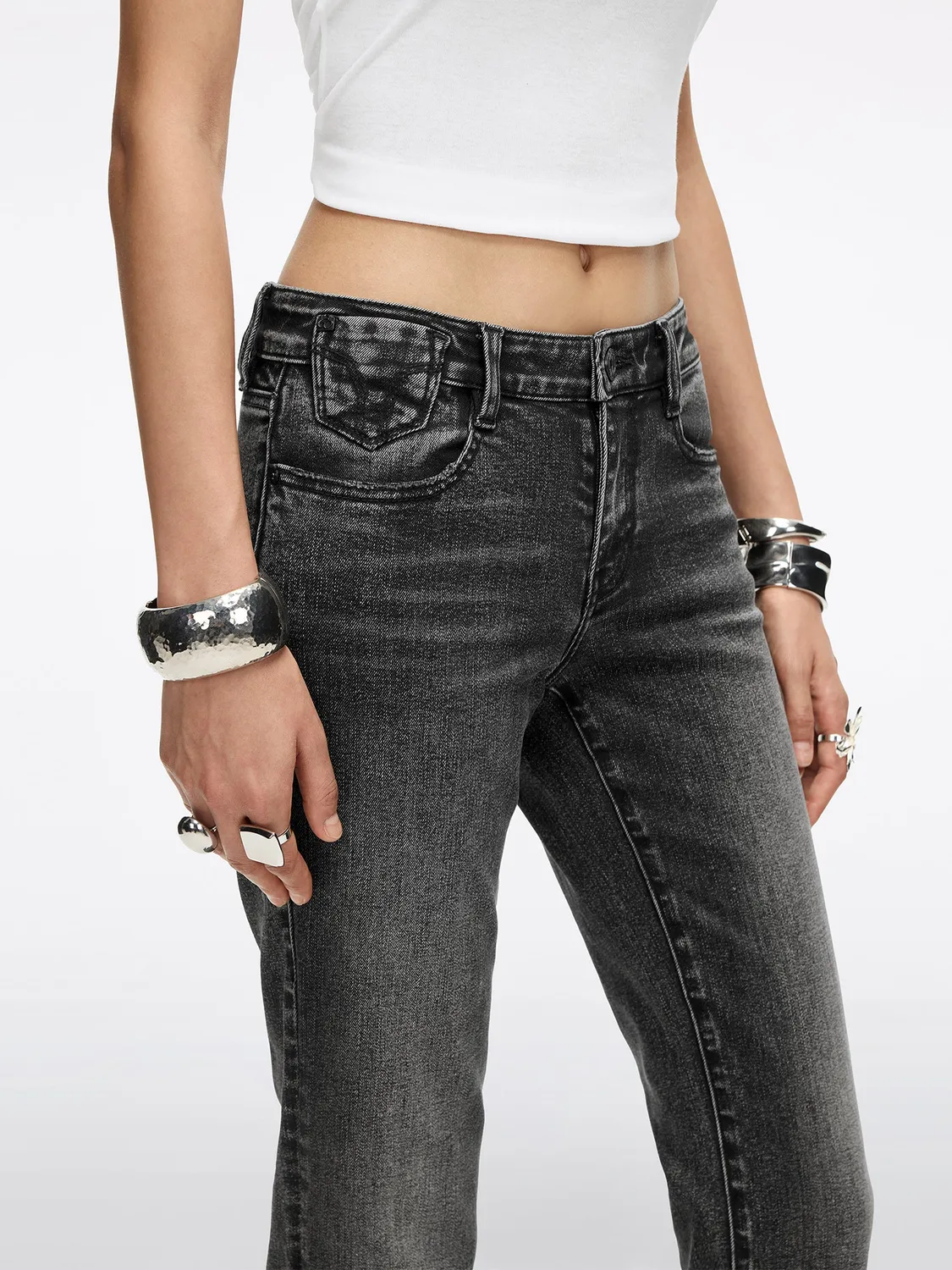 Miss Sixty Magic Plus flare jeans black fog – lav talje str 30"