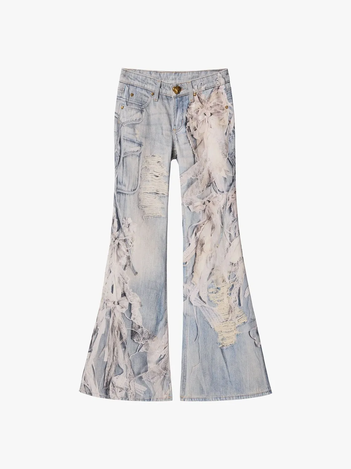 Miss Sixty Black Label flare jeans lyseblå print