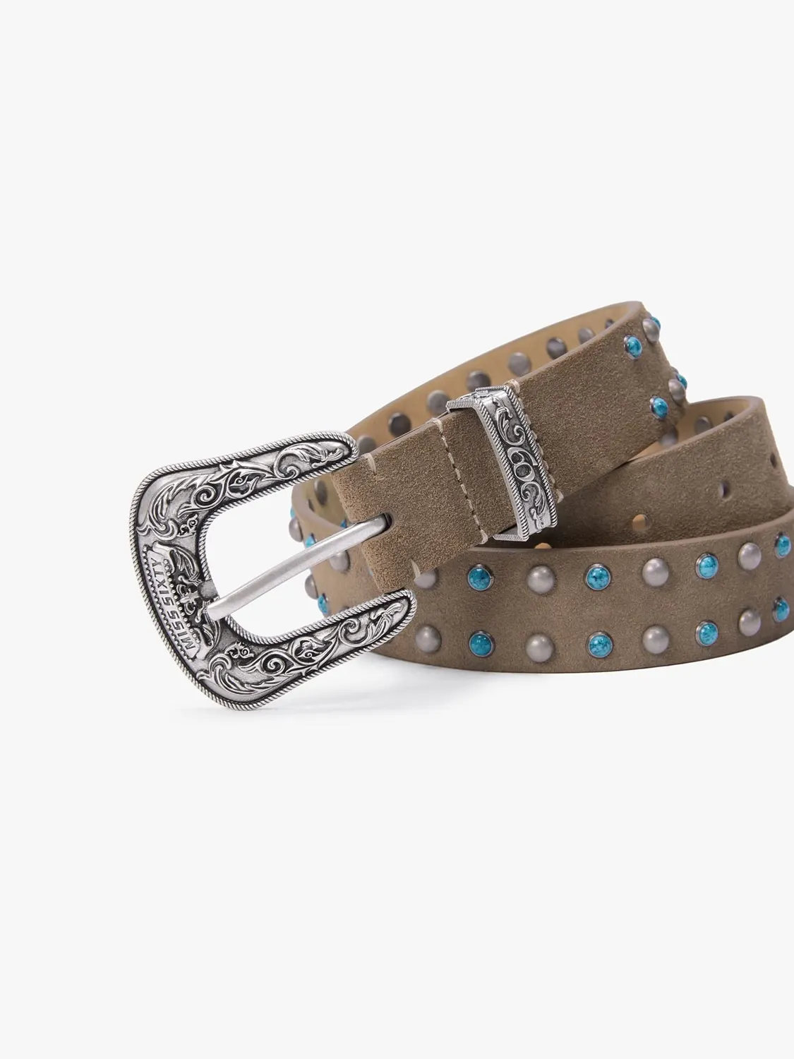 Miss Sixty Studded læderbælte khaki ruskind