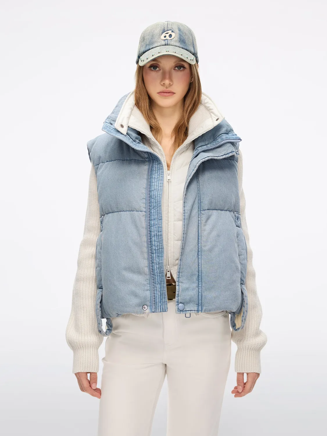 Miss Sixty denim puffer vest middle blue dun