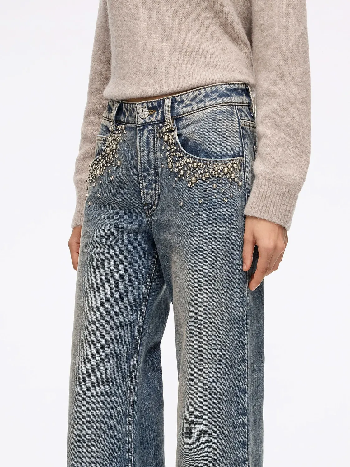 Miss Sixty Beaded Flare Jeans blå perler
