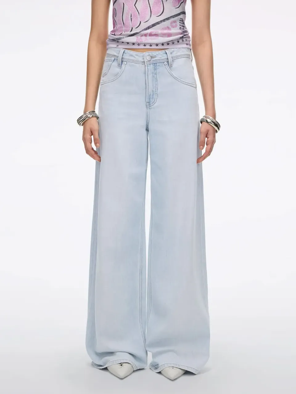 Miss Sixty Jasmine wide leg jeans medium light blue stretch