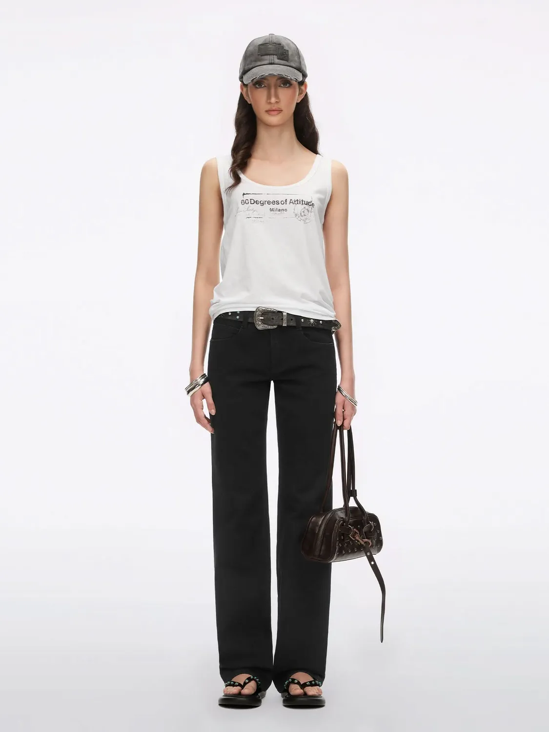 Miss Sixty Printed Sleeveless top hvid U-hals