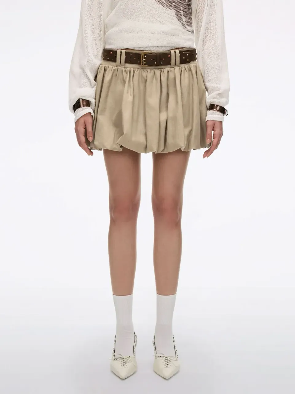Miss Sixty Belted Tulip mininederdel khaki med bælte