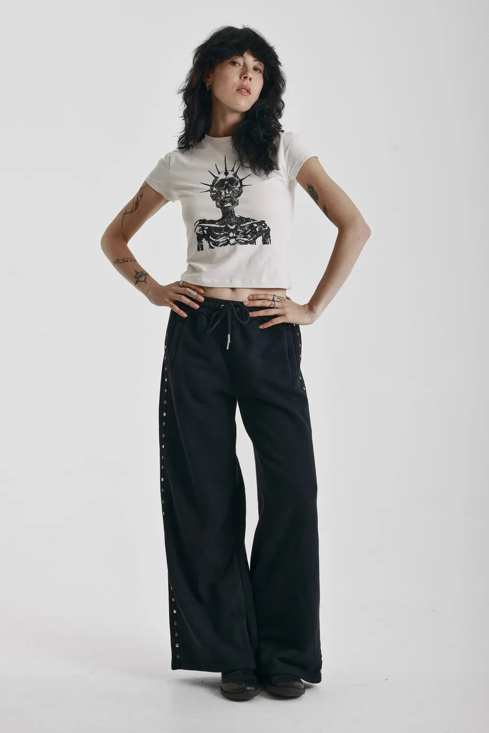 The Ragged Priest Habits Wide Leg Studded joggingbukser sort
