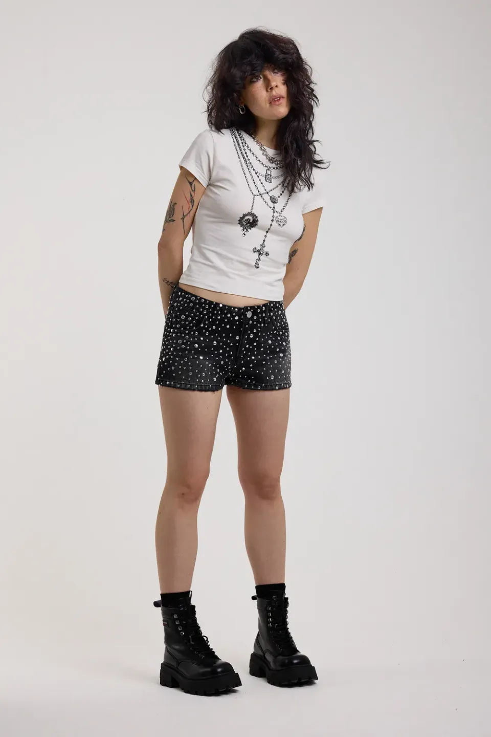 The Ragged Priest Glare denim shorts sort lav talje nitter