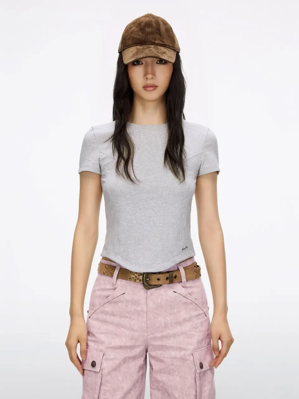 Miss Sixty logo t-shirt grå slim rib