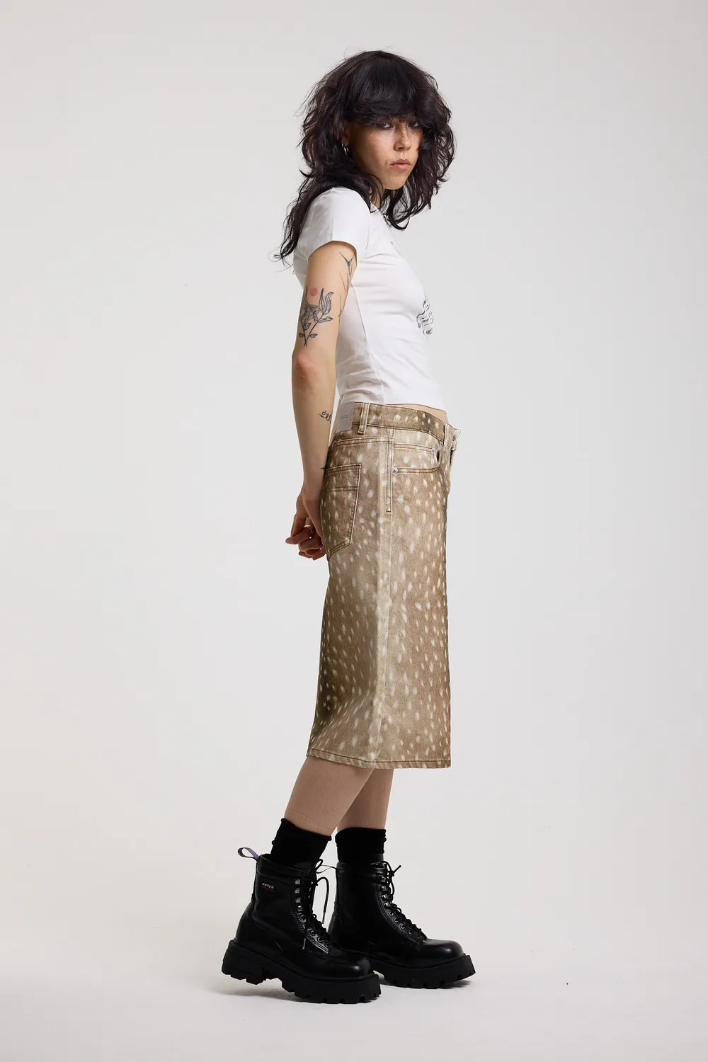 The Ragged Priest Doe denim shorts knælange med print