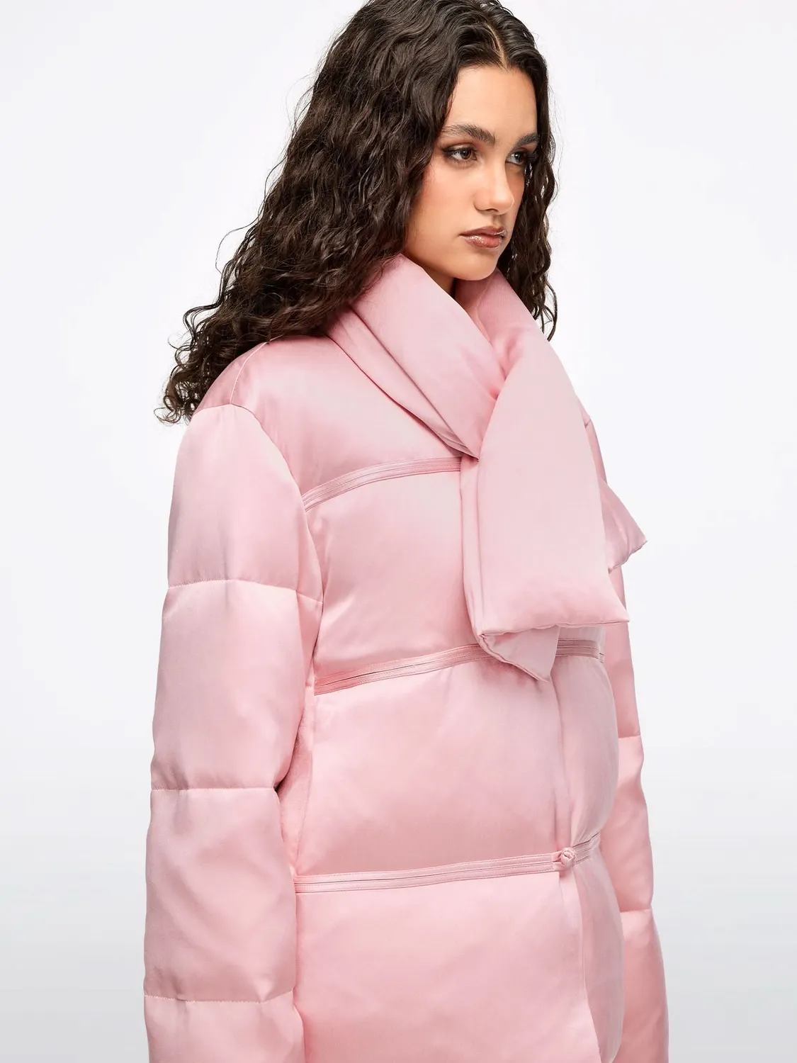 Miss Sixty satin dunjakke baby pink 90% gåsedun