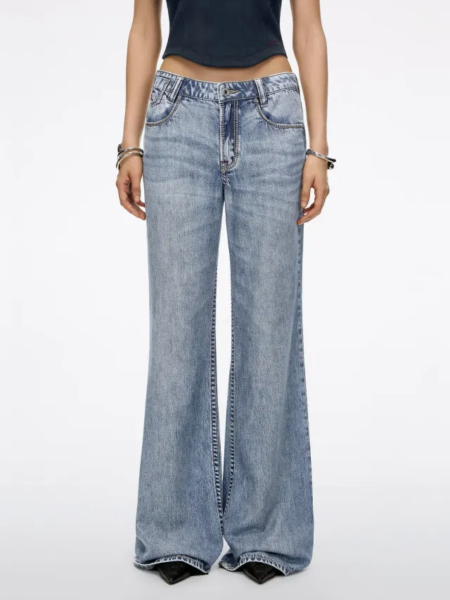 Miss Sixty MONTANA flare jeans lyseblå cupro slidte lommer