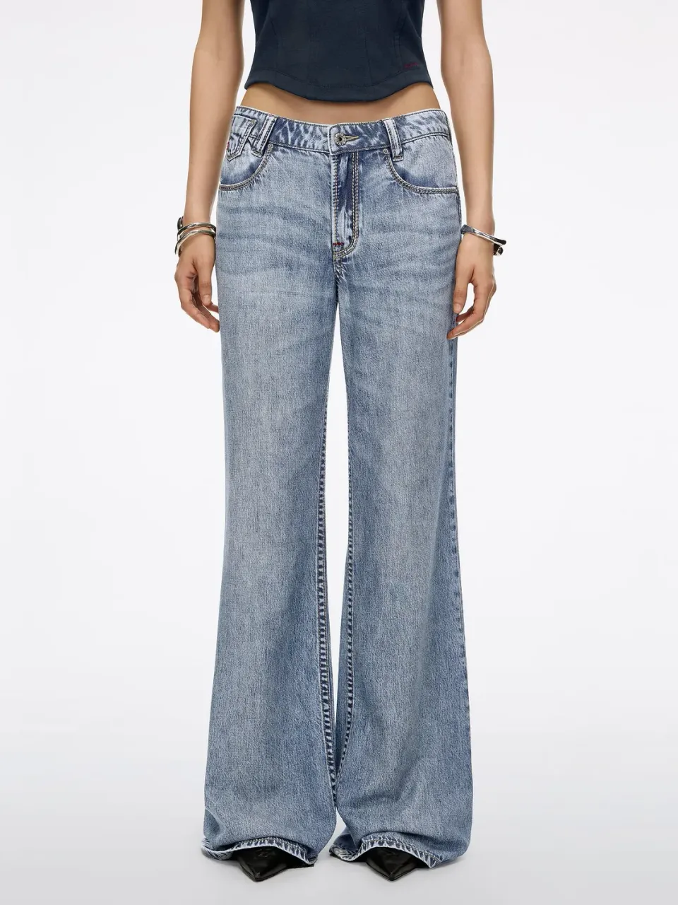 Miss Sixty MONTANA flare jeans lyseblå cupro slidte lommer