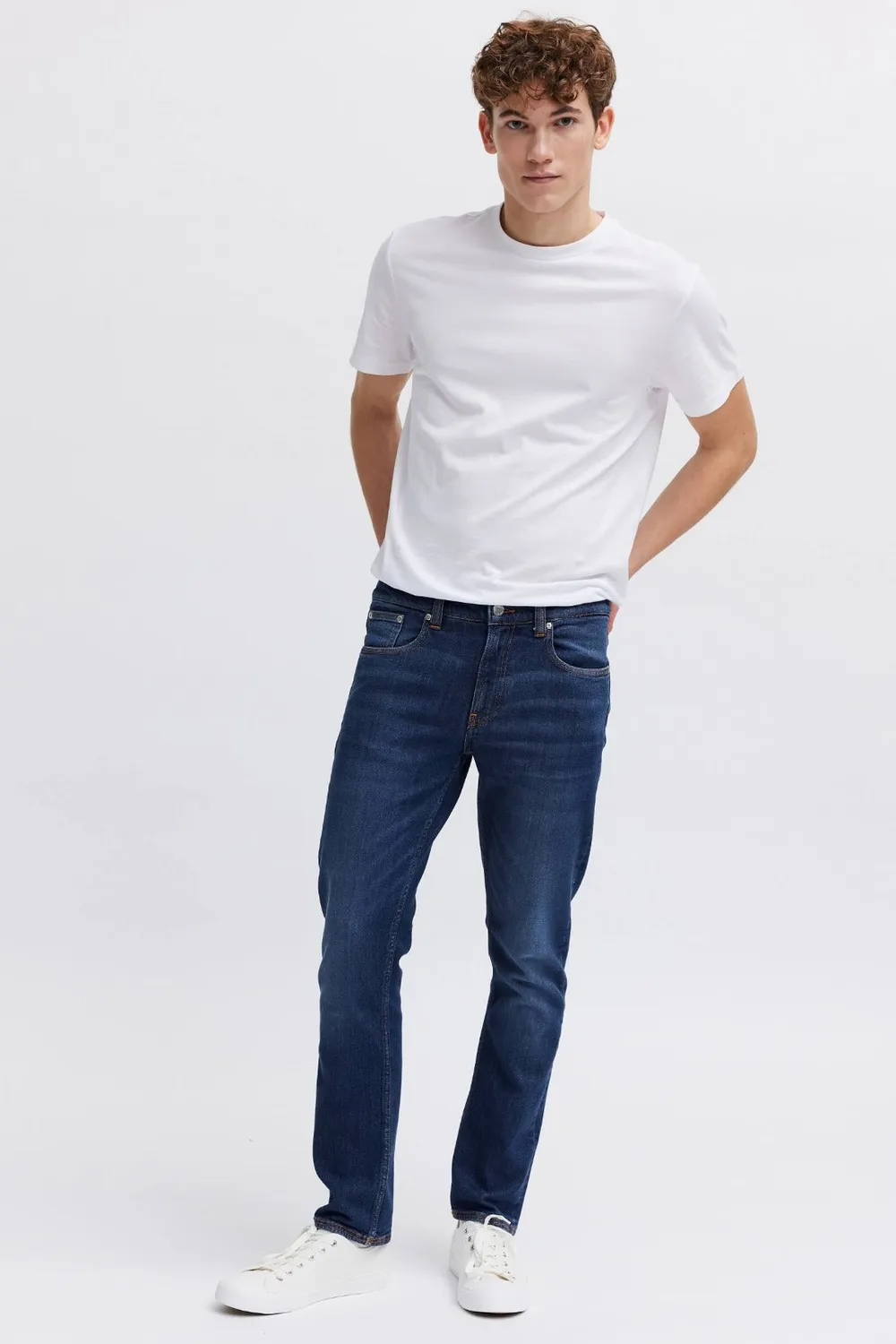 Organsk Level Tonic Blues slim straight jeans blå