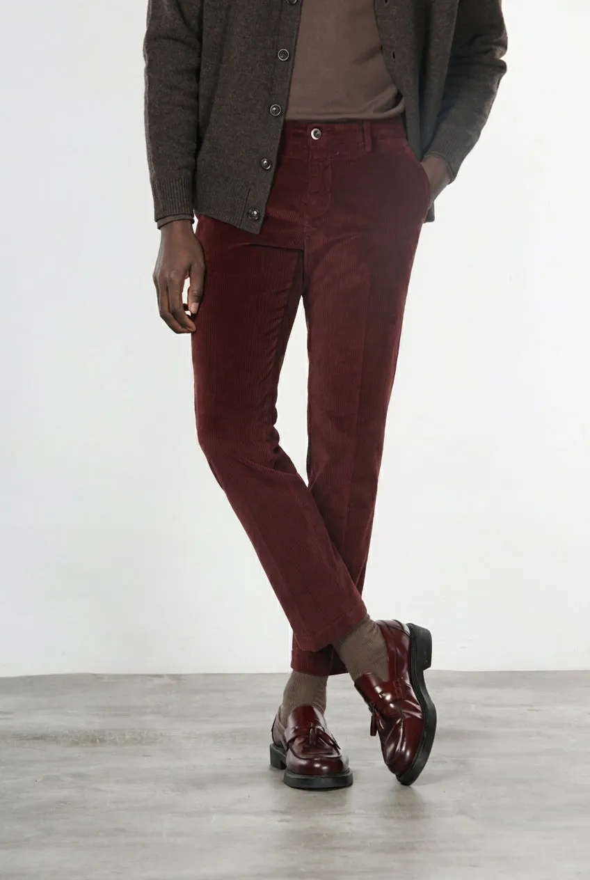 Mason's Milano chinos mørkerød fløjl extra slim