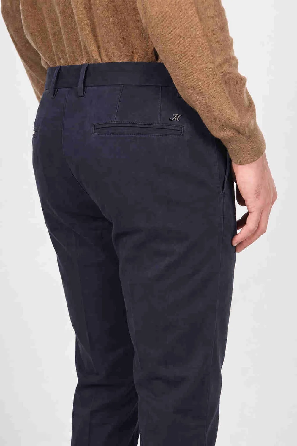 Mason's Torino Flex chinobukser natblå slim fit satin