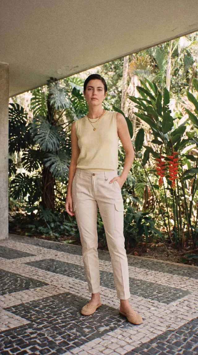 Mason's Chile City cargo mellembeige slim gabardine