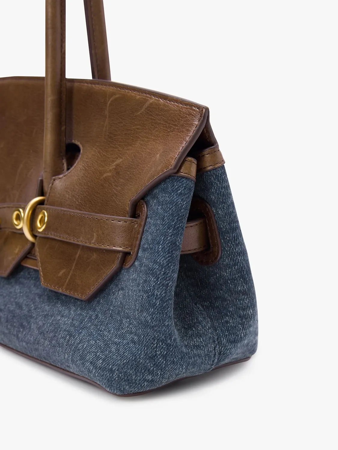 Miss Sixty Patchwork skuldertaske blå denim læder