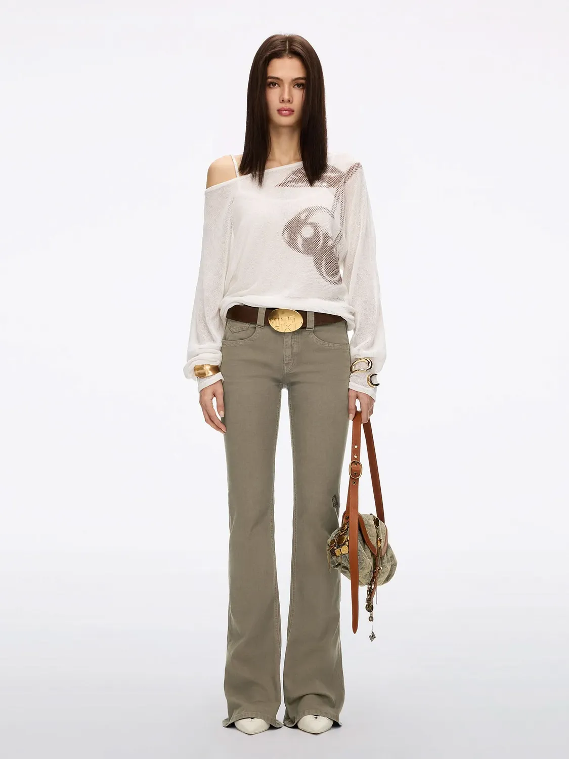 Miss Sixty Logo Flare Jeans dark coffee stretch 30"/32"